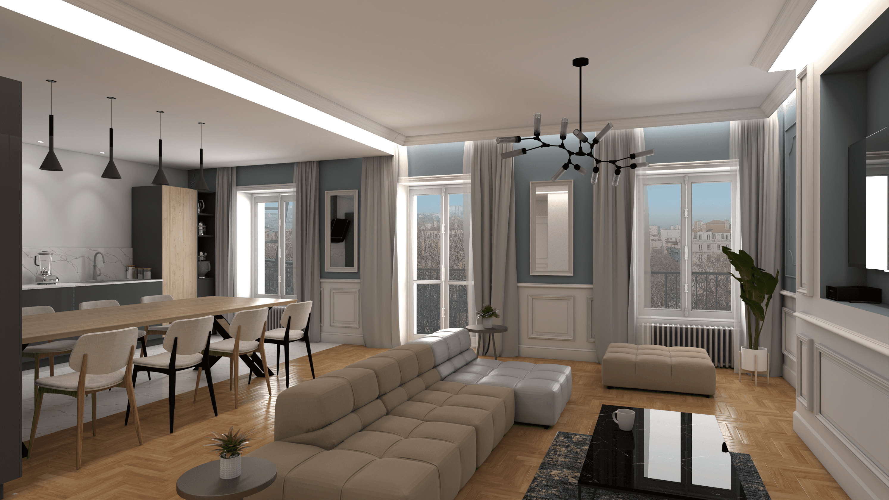 Rendu 3D panoramique d’un projet d’aménagement